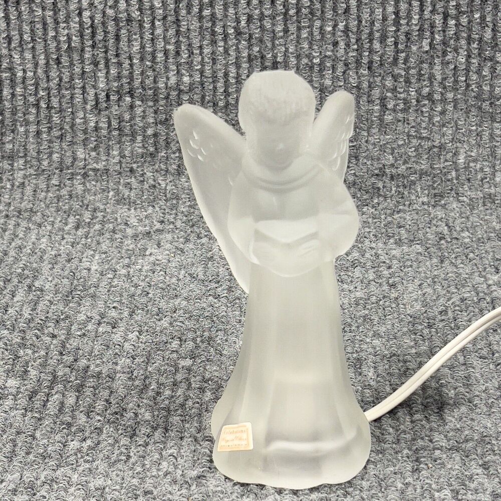 Celebrations Crystal Clear 6.5” Angel Light Lamp Frosted Glass Night Book Taiwan